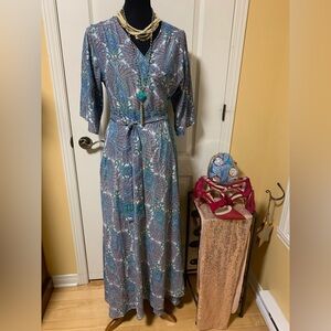 Silk wrap maxi dress boho style